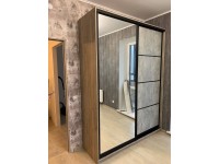 Шкаф-купе Армариум ЛОФТ крафт серый / бетон серый + зеркало, 130